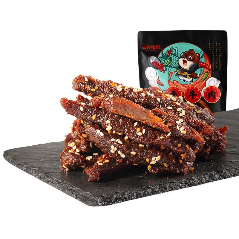 Three Squirrels Shu Fragrance Beef 100g Spicy Beef Snacks Deli Snacks to Satisfy the Crave Spicy Beef Jerky 5
