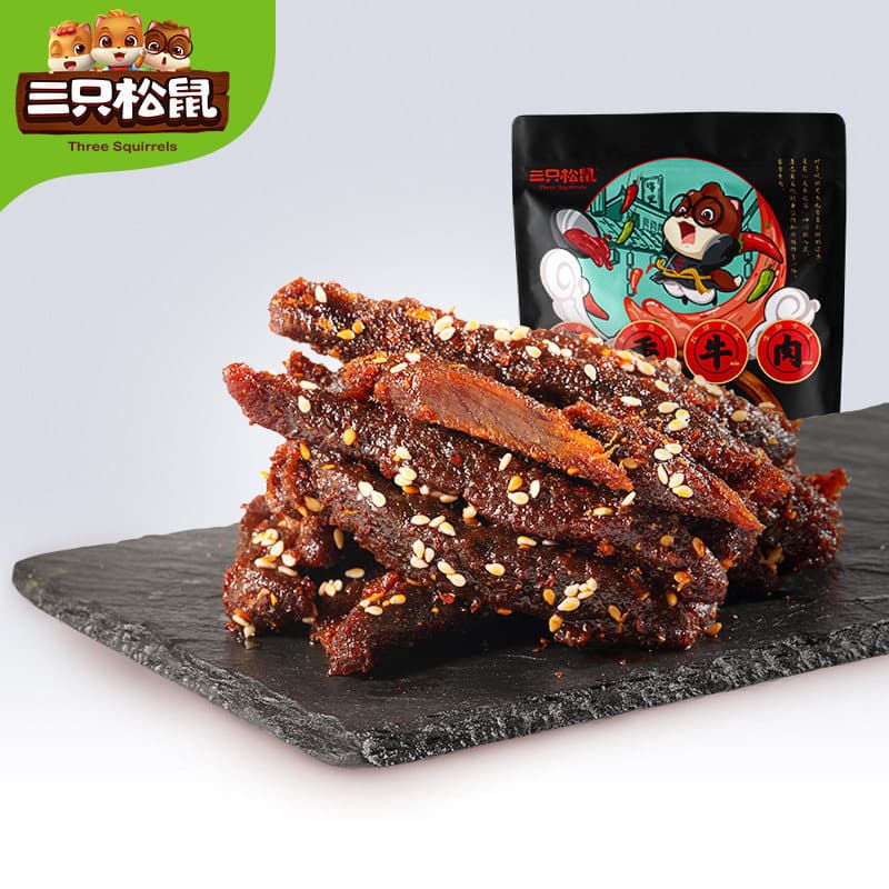 Three Squirrels Shu Fragrance Beef 100g Spicy Beef Snacks Deli Snacks to Satisfy the Crave Spicy Beef Jerky 1