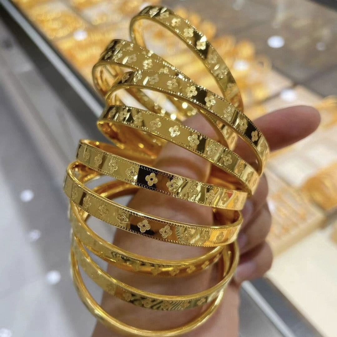 Vietnamese Shajin Lucky Grass Bracelet Fashion Commuter OL Women's Copper Gold Plated Jewelry Matching Source Spot Package 3