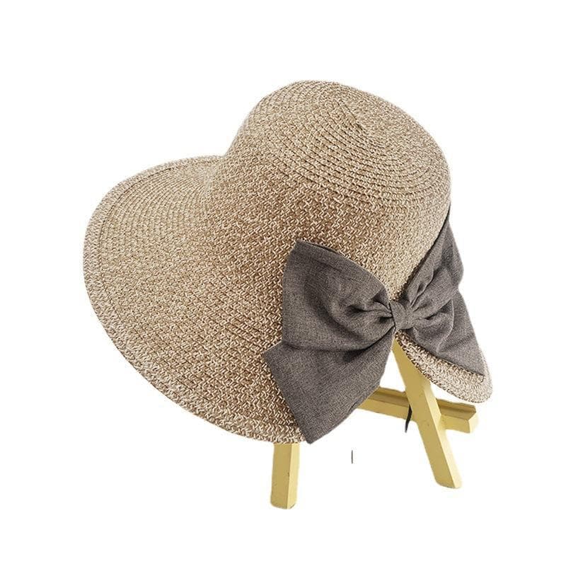 The new Korean version of the lady's sunny beach hat female split big bow is fashionable, sunscreen big straw hat 5
