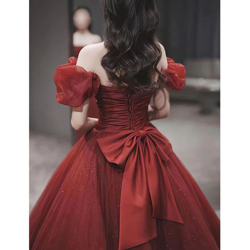 Evening dress, red wedding dress, princess style, french style, for teenagers 2