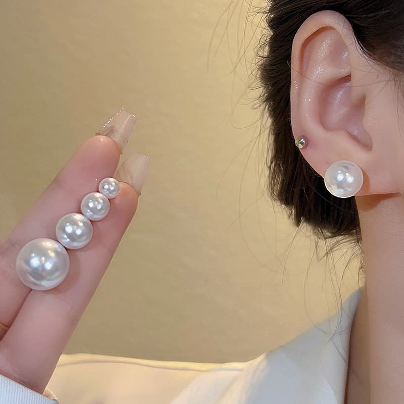 Universal earrings from pearl, silver 925 sample, simple and elegant design, light luxury style, high-quality style 4