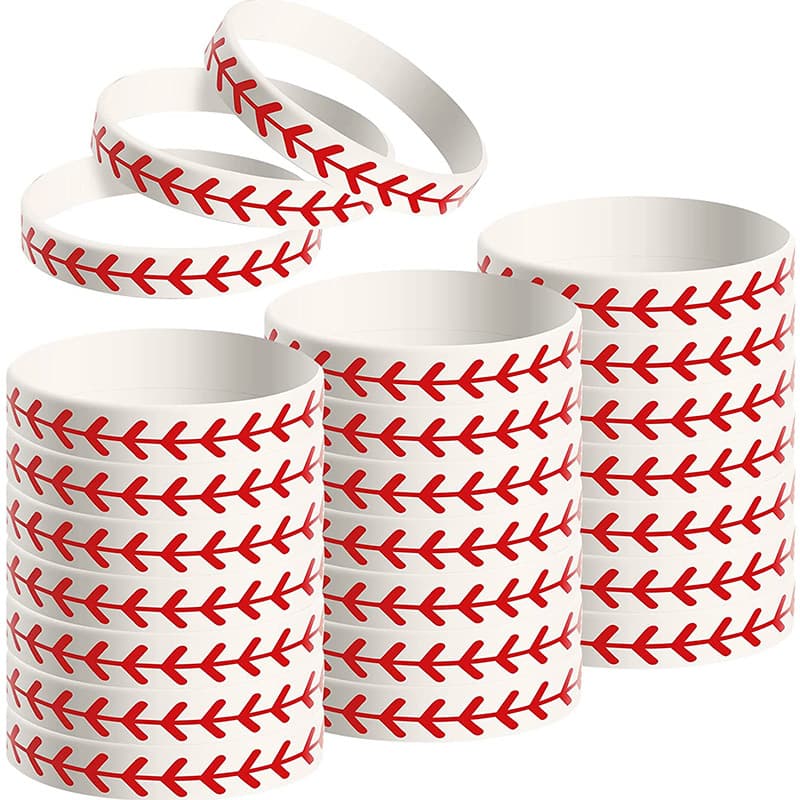 Ball, rubber football basketball baseball softball volleyball hockey silicone bracelet 5