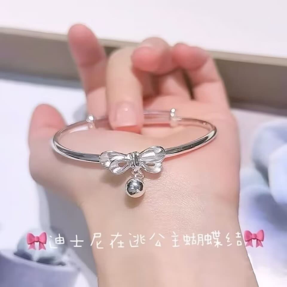Small bell with bow, adjustable women's bracelet 4