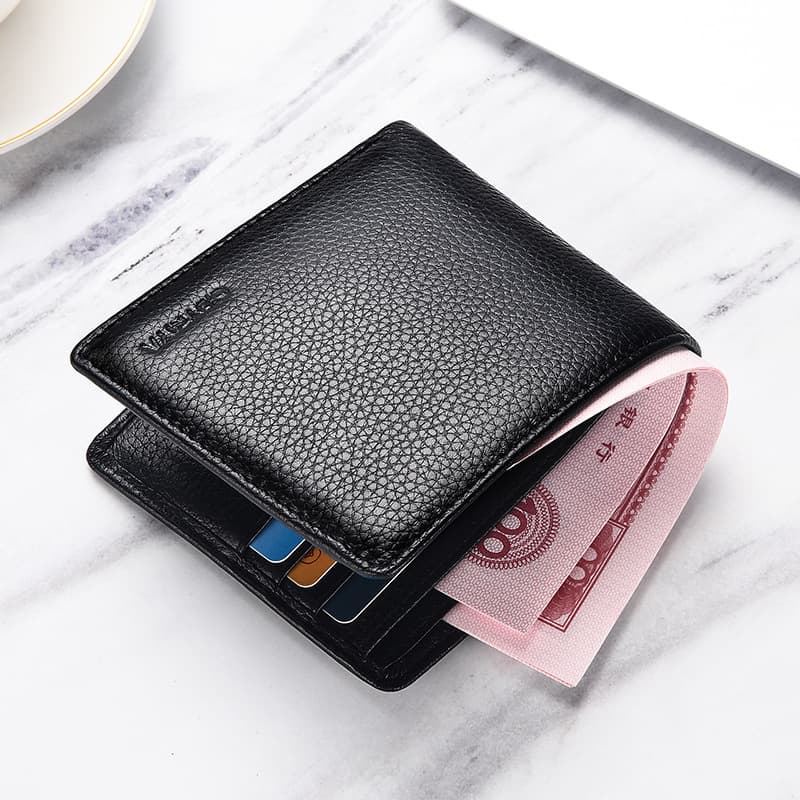 (Wholesale), men's short wallet, thin leather card holder, genuine leather, Collection Year 2026, simple and elegant design, cowhide 2