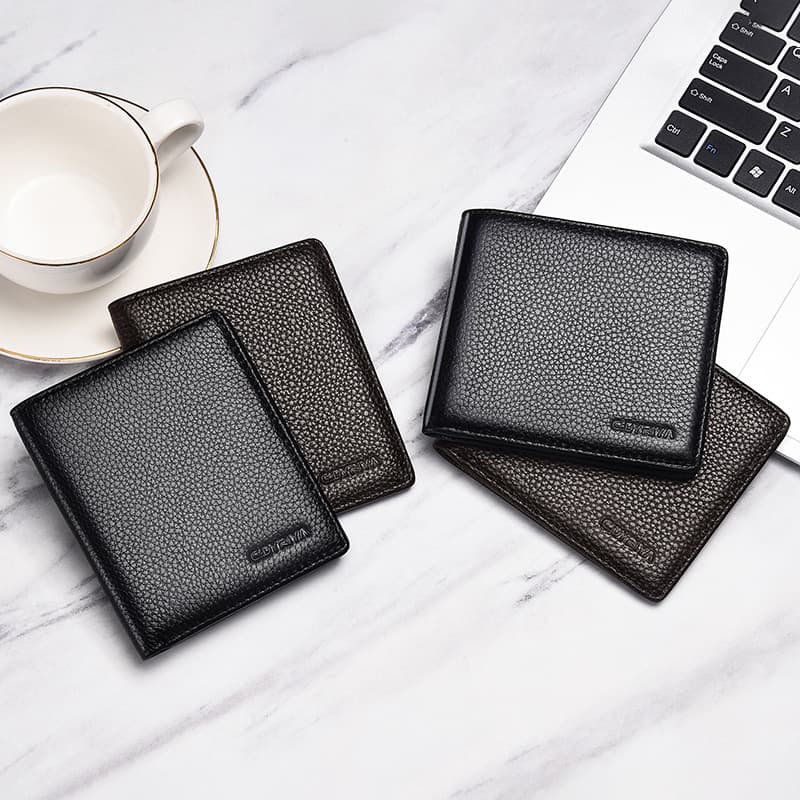(Wholesale), men's short wallet, thin leather card holder, genuine leather, Collection Year 2026, simple and elegant design, cowhide 4