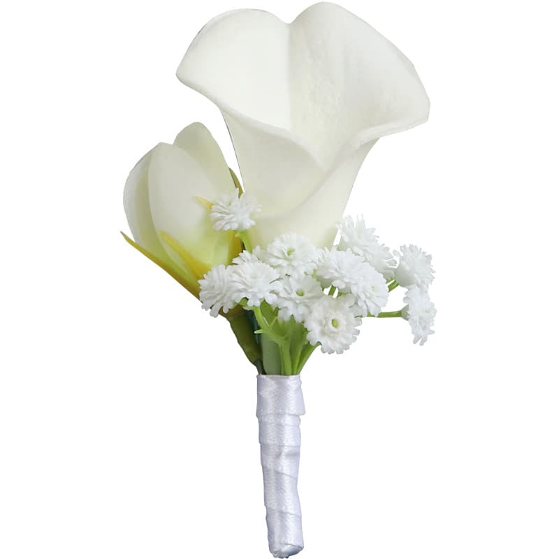 Korean wrist flower for bride lapel pin, realistic calla lilies, for bridesmaid 5