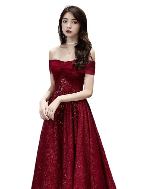 Evening dress for bride, summer wedding dress, open shoulders 5