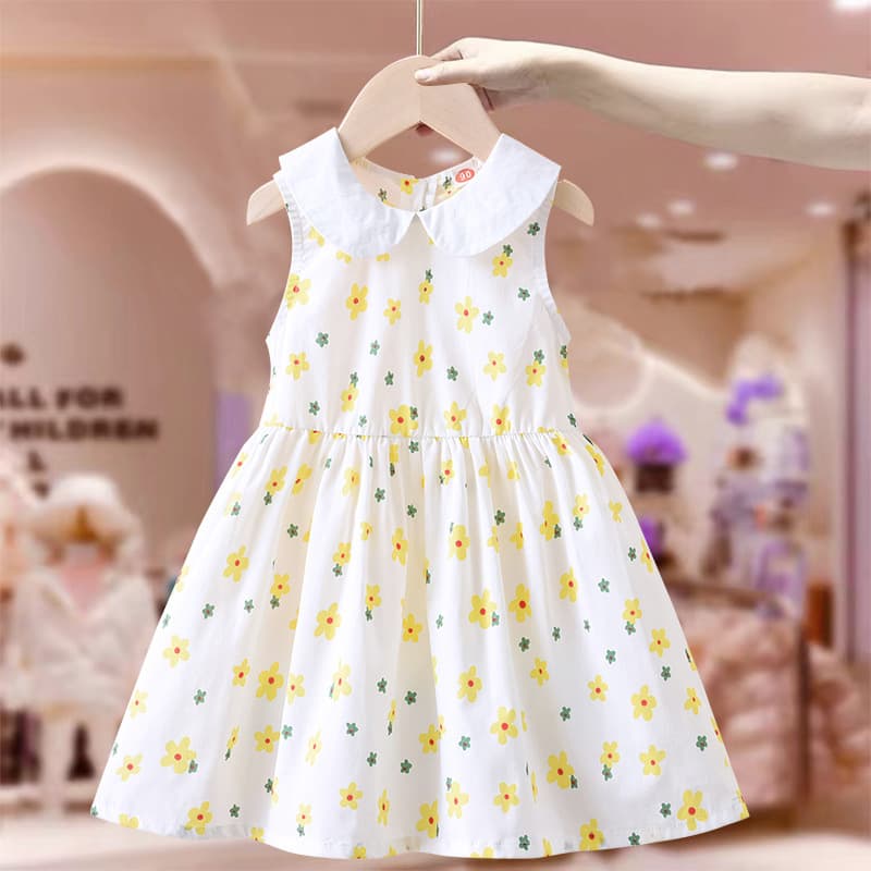 Children's summer summer clothing, sleevless dress, girl's skirt, western style, Korean style, flowered 2
