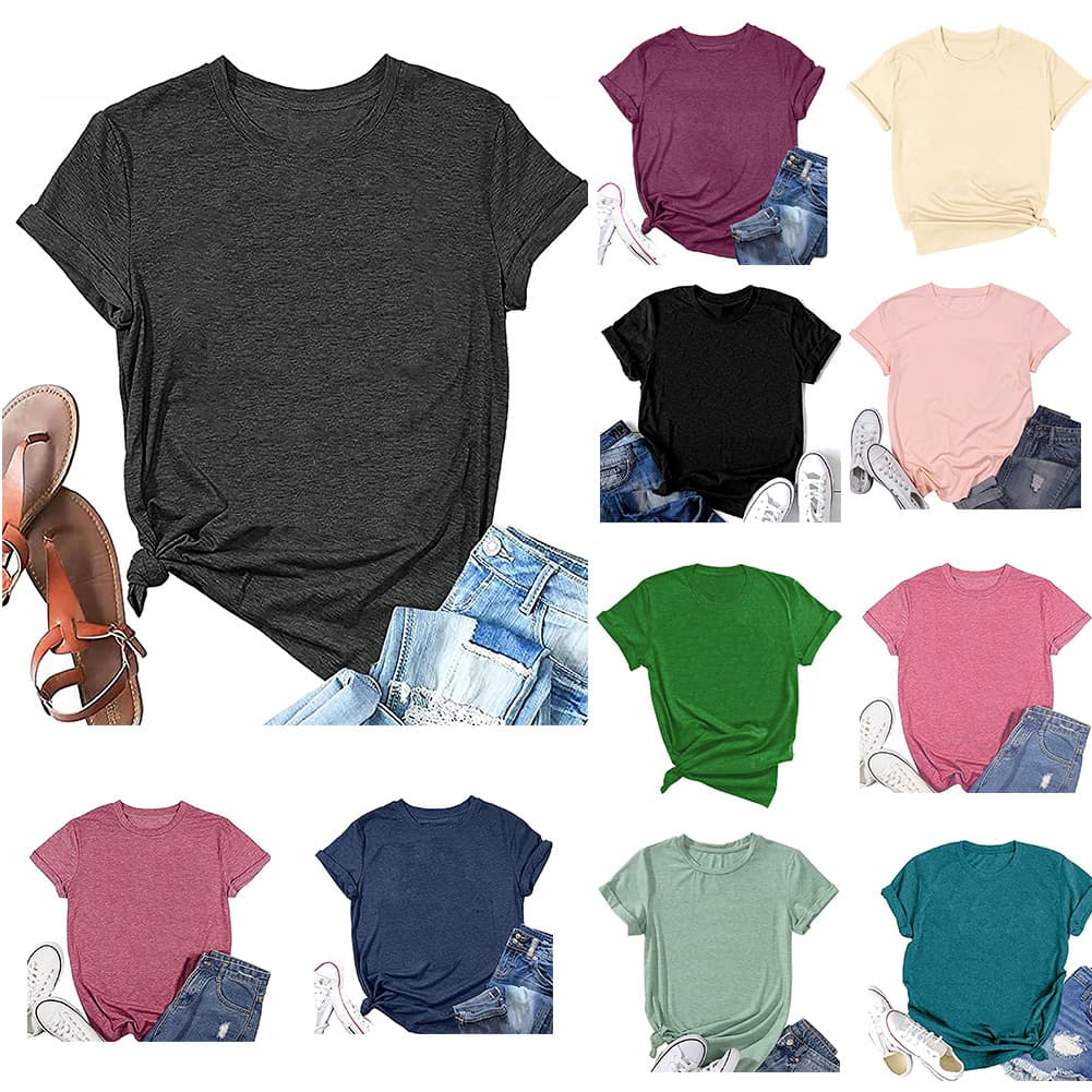 (Cross-border trading), cotton T-shirt, European style, Amazon, color, (Physicals) 2