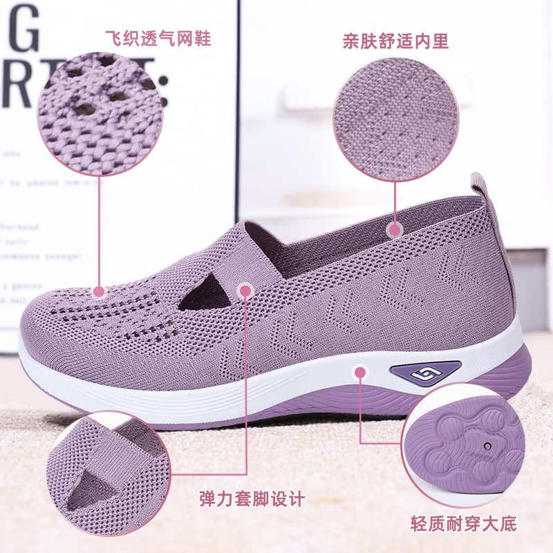 Women's shoes 2025 spring and summer cross-border shoes large size shoes women's cloth shoes one foot flying mesh shoes mother's shoes 4
