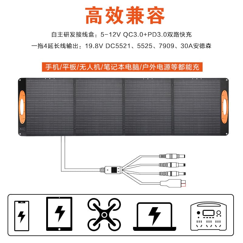 Travel handheld photovoltaic single crystal solar-powered, 200W, generating electricity 2