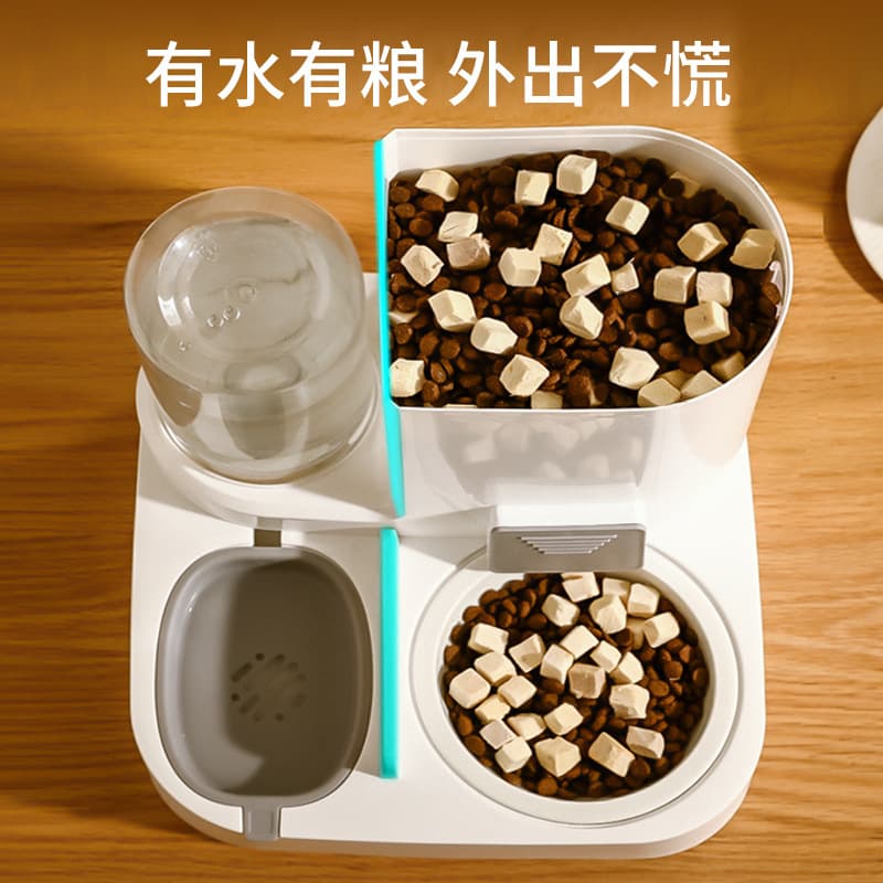 New cats automatically drink water to feed the water heater, dog bowl cat bowl, drink water, feed the two -in -one cat bowl Jimbei 3
