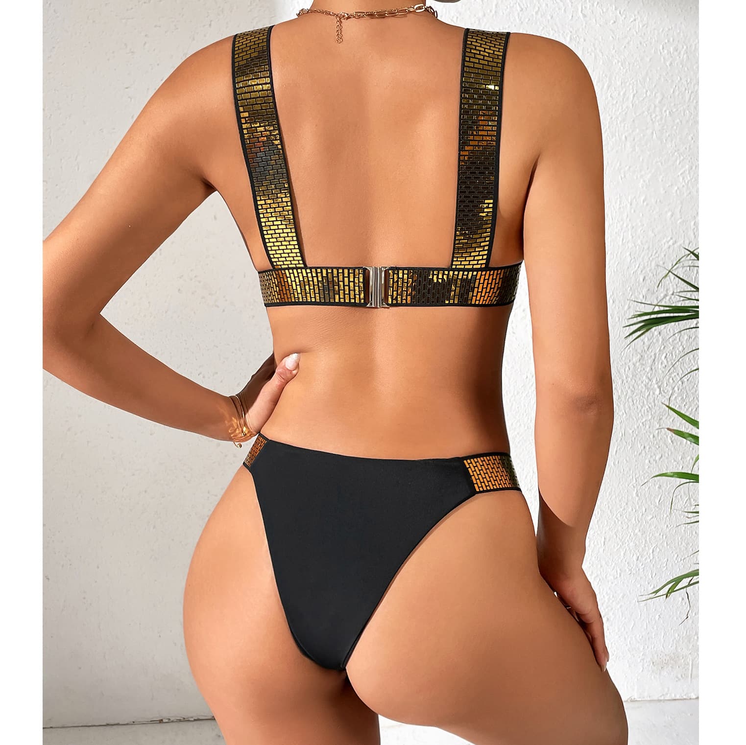 Swimwear, golden straps, 2023 4
