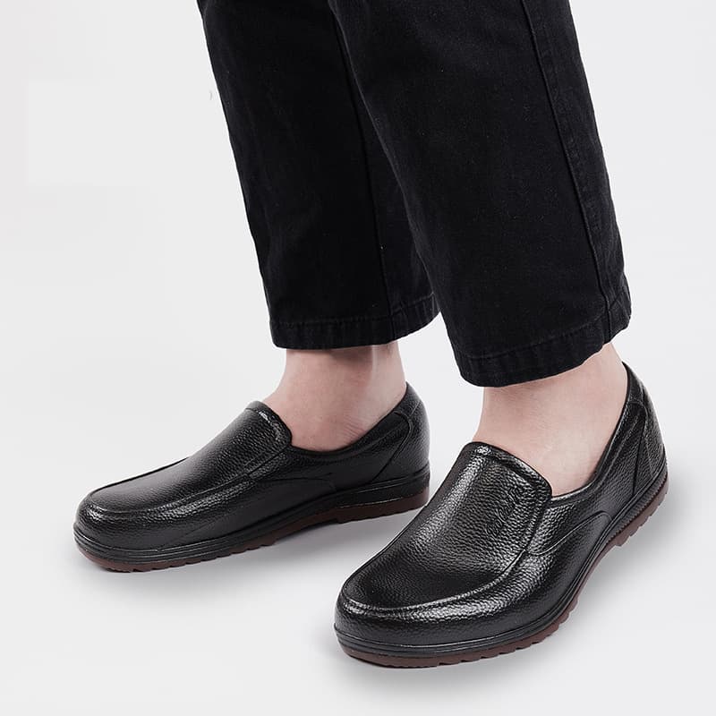 Men's large size rain boots non-slip and wear-resistant chef work shoes imitation leather shoes construction site short rain boots rubber shoes men's low top 2