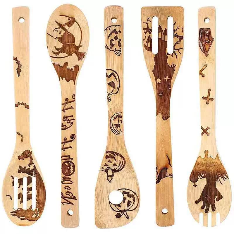 Carved cartoon creative wooden set with laser, kitchenware, Amazon 4