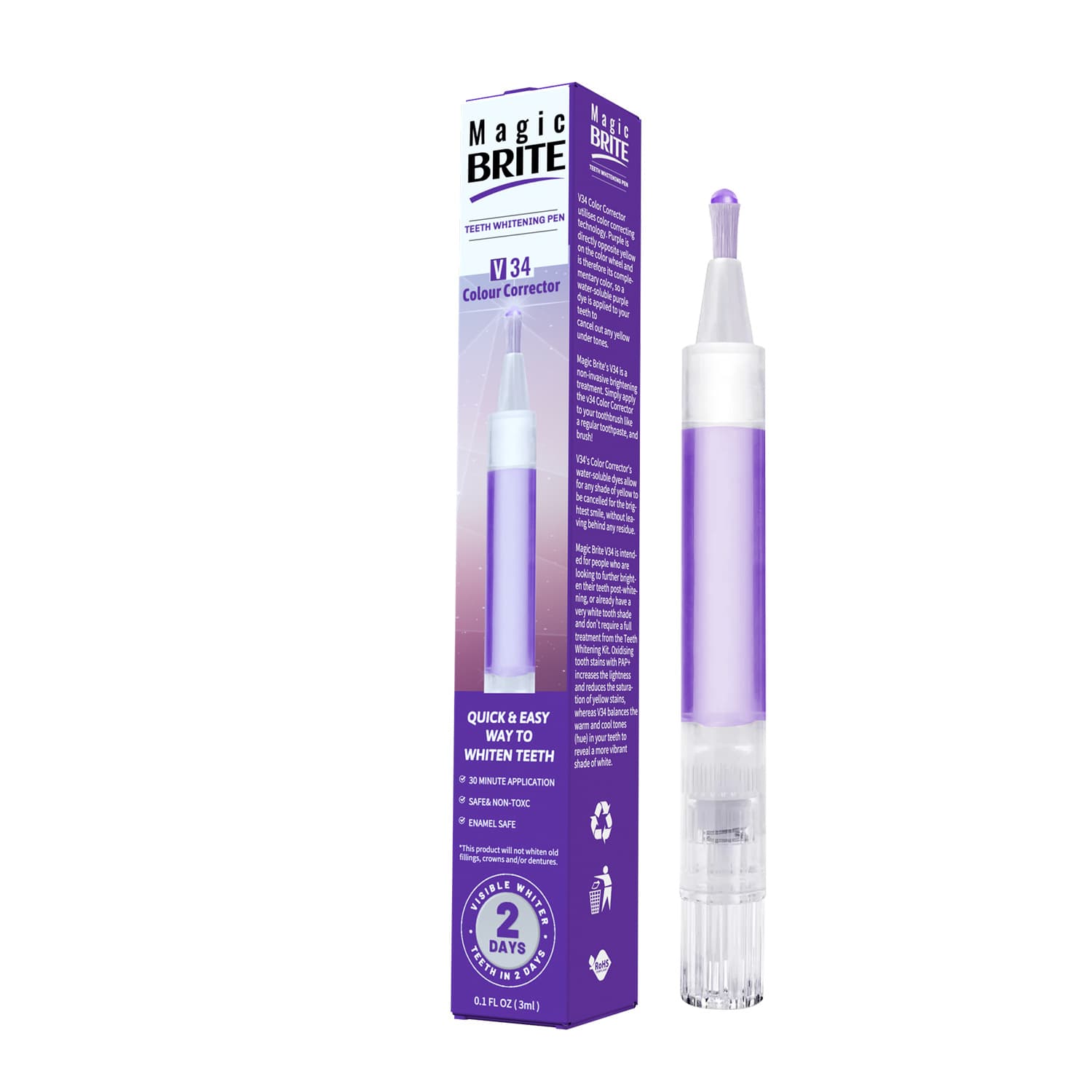V34 Purple Teeth Toning Pen - Stain Removal & Oral Care 3