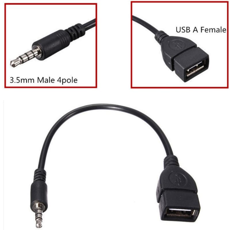 Auto 3.5 rotor USB mother mouth rotation line AUX3.5 car OTG audio cable AUX to USB mother head U disk connection 1