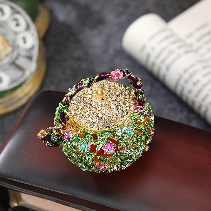 Fashionable teapot, jewelry, treasure chest, metal storage box, storage system, light luxury style 2