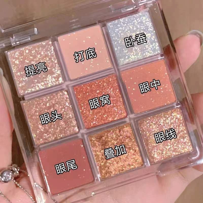 Transparent nail sequins, matte eyeshadow palette, earth tones 3