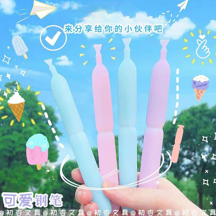 Creative style popsicle pen, cute and funny student practice pen, replaceable ink bag, simple EF tip writing pen 1