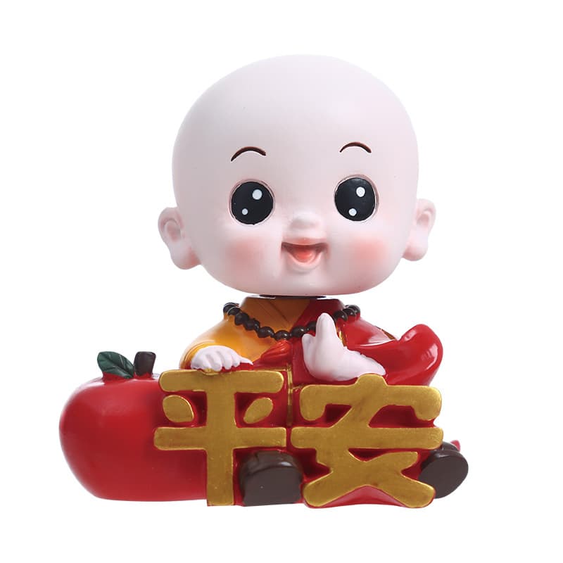 Automobile interior new Zen Small monk car center console tea table wine cabinet resin handicraft decorative ornament 5