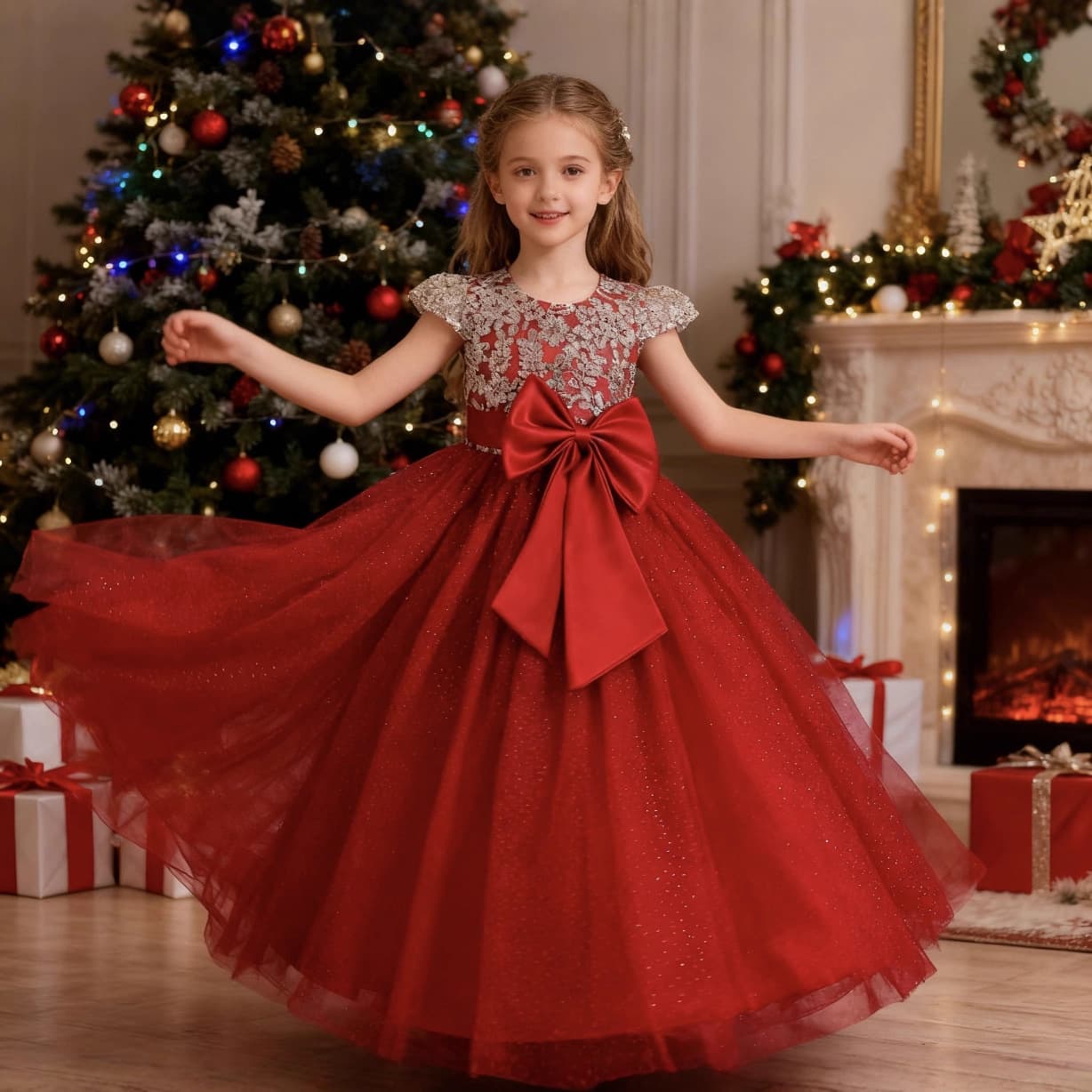 Wedding dress, small princess costume, piano performance costume, girl's skirt, evening dress, European style 3