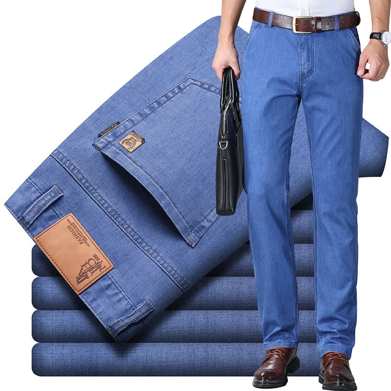 Thin summer silk quality loose straight jeans, high waist, loose straight fit 4
