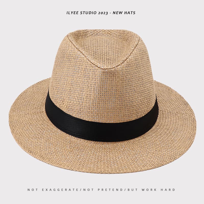 Men's Panama Straw Hat Summer New British Jazz Mom Ladies Shade Sunscreen Beach Ping Ding Cat Hat wholesale 3