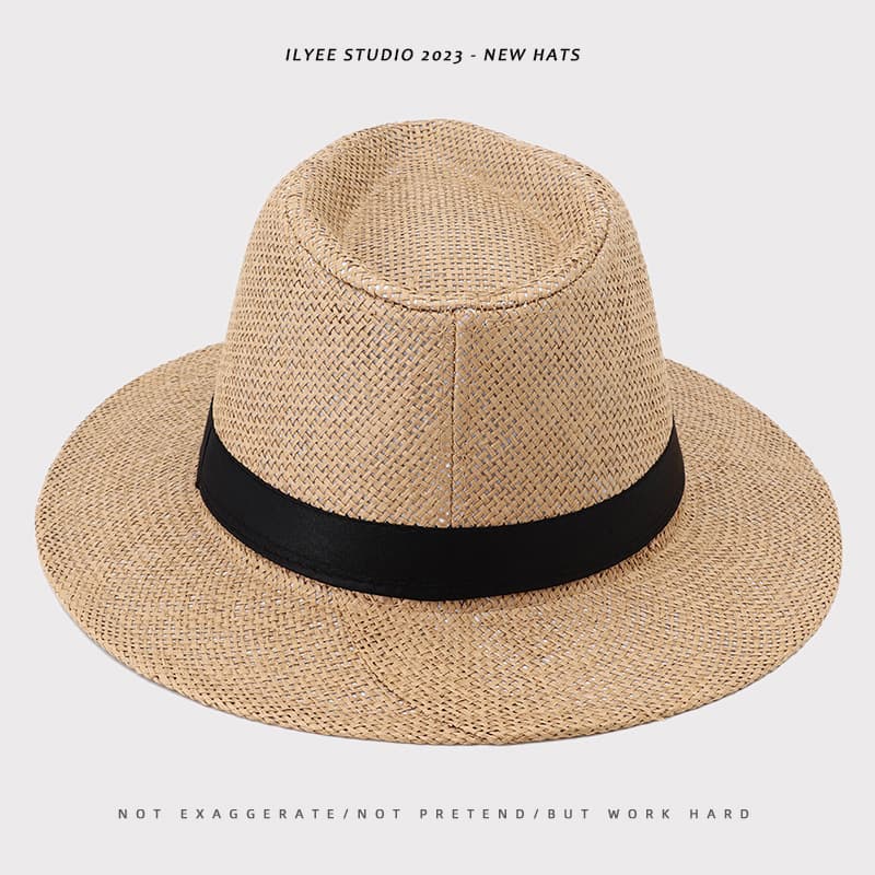 Men's Panama Straw Hat Summer New British Jazz Mom Ladies Shade Sunscreen Beach Ping Ding Cat Hat wholesale 4