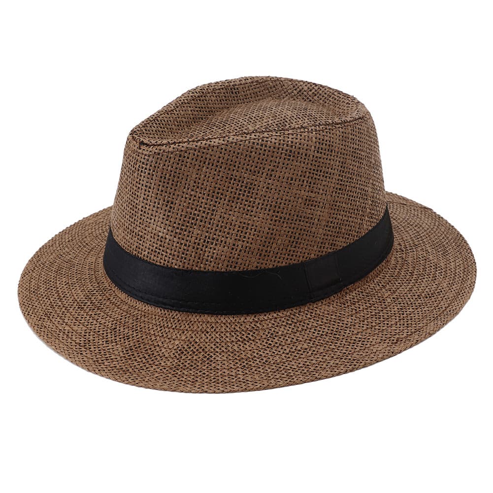 Men's Panama Straw Hat Summer New British Jazz Mom Ladies Shade Sunscreen Beach Ping Ding Cat Hat wholesale 5
