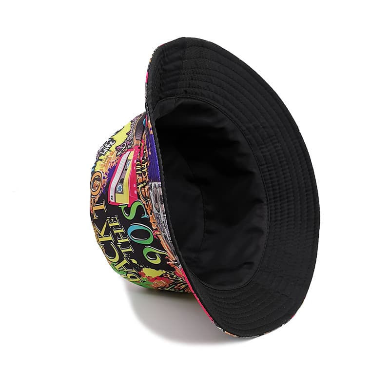 Retro double-sided summer travel sun hat, European style, nostalgia, print, sun protection 3