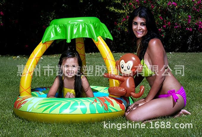 Travel tub for bath, swimming pool play in water, toy, increased thickness, new collection, monkey, family style 2