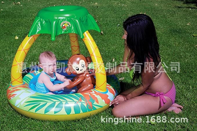 Travel tub for bath, swimming pool play in water, toy, increased thickness, new collection, monkey, family style 4
