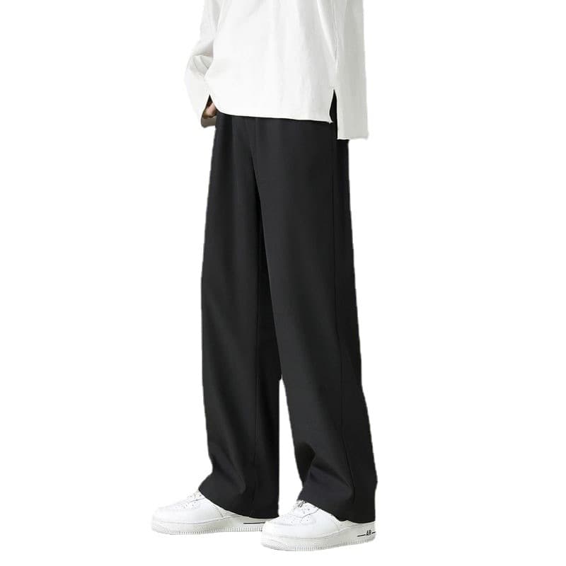 Summer thin silk trousers for students, loose straight fit 5