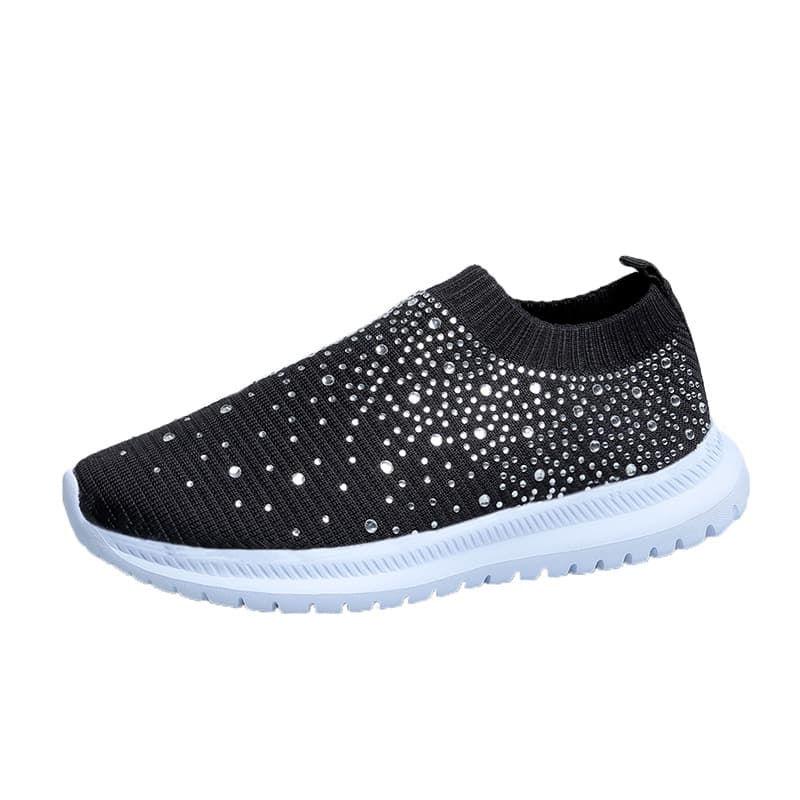 Amazon large -size flying shallow mouth versatile rhinestone flat women's sports single shoe mixed batch foreign trade 5
