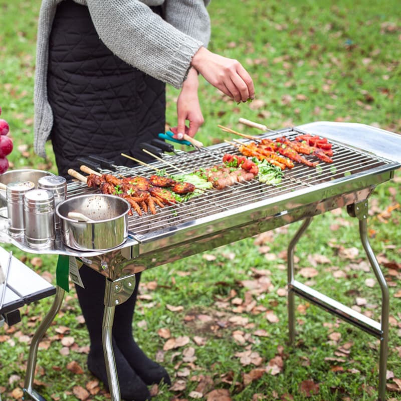 Barbecue rack Large barbecue oven outdoor stainless steel barbecue rack BBQ portable folding barbecue rack home carbon grill 1