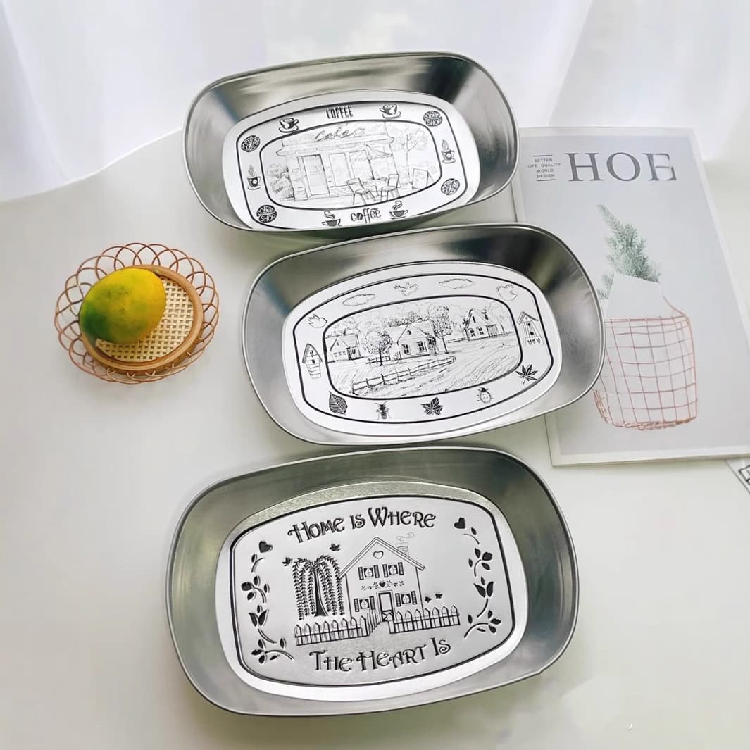 Dinner plate for home use stainless steel, storage system, American style 2