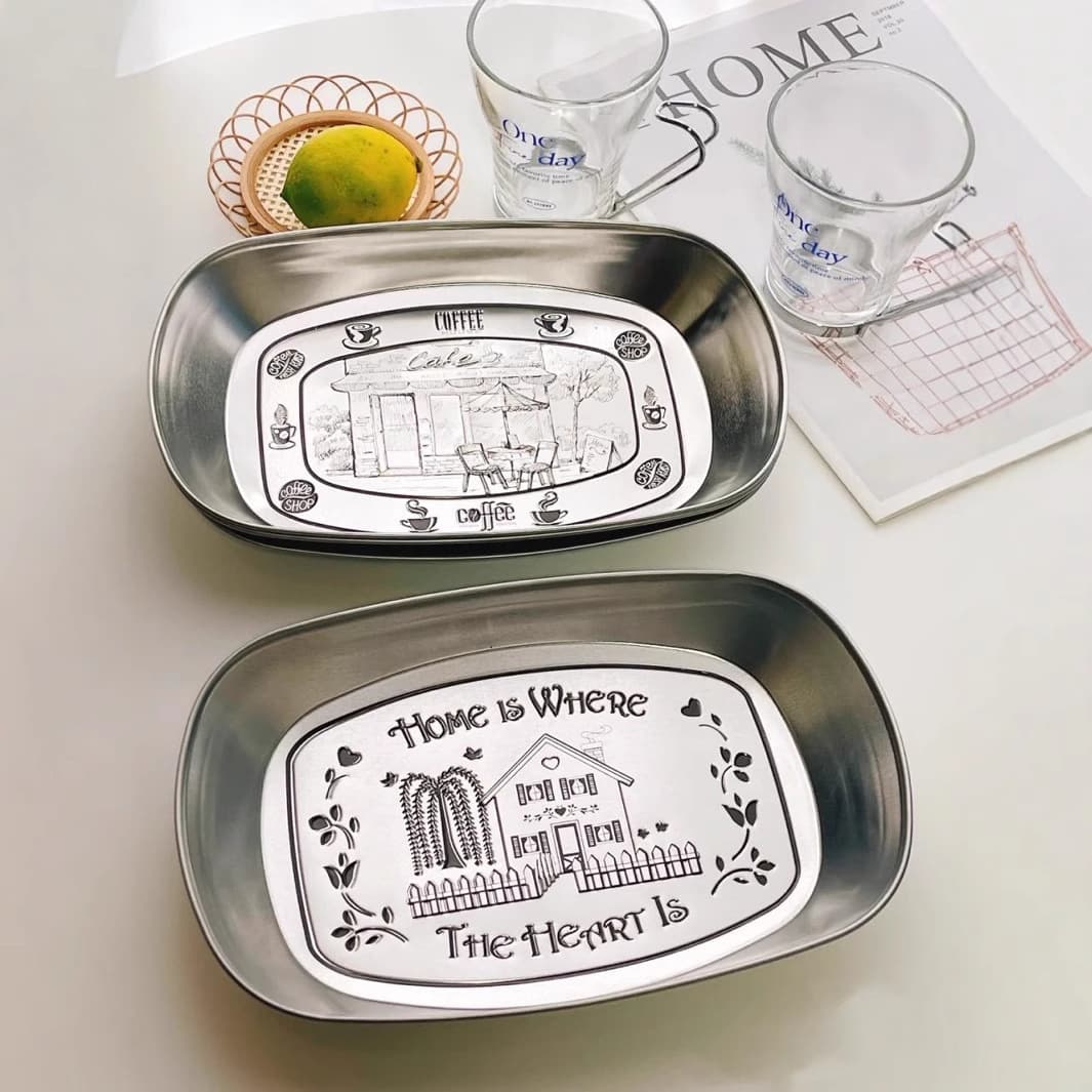 Dinner plate for home use stainless steel, storage system, American style 3