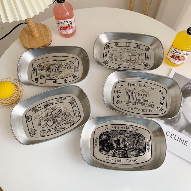Dinner plate for home use stainless steel, storage system, American style 1