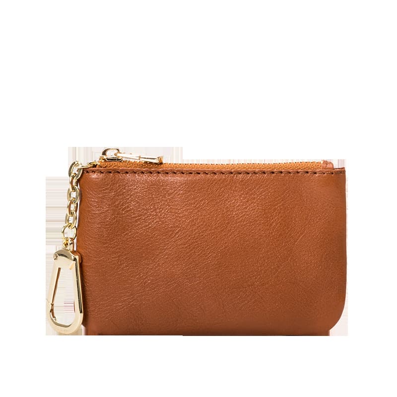 Leather small wallet, coins with zipper, short ultra thin shoulder bag, European style, genuine leather, simple and elegant design 3
