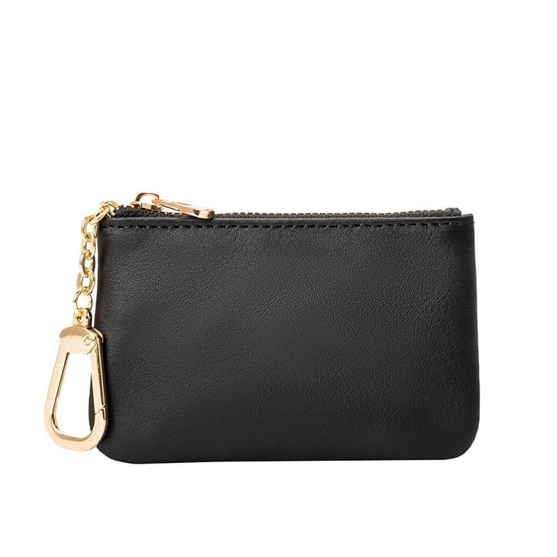 Leather small wallet, coins with zipper, short ultra thin shoulder bag, European style, genuine leather, simple and elegant design 1