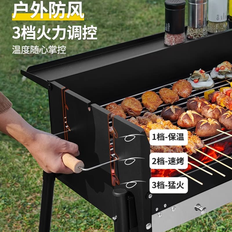 Portable Stainless Steel Charcoal BBQ Grill - Foldable Outdoor Grilling 3