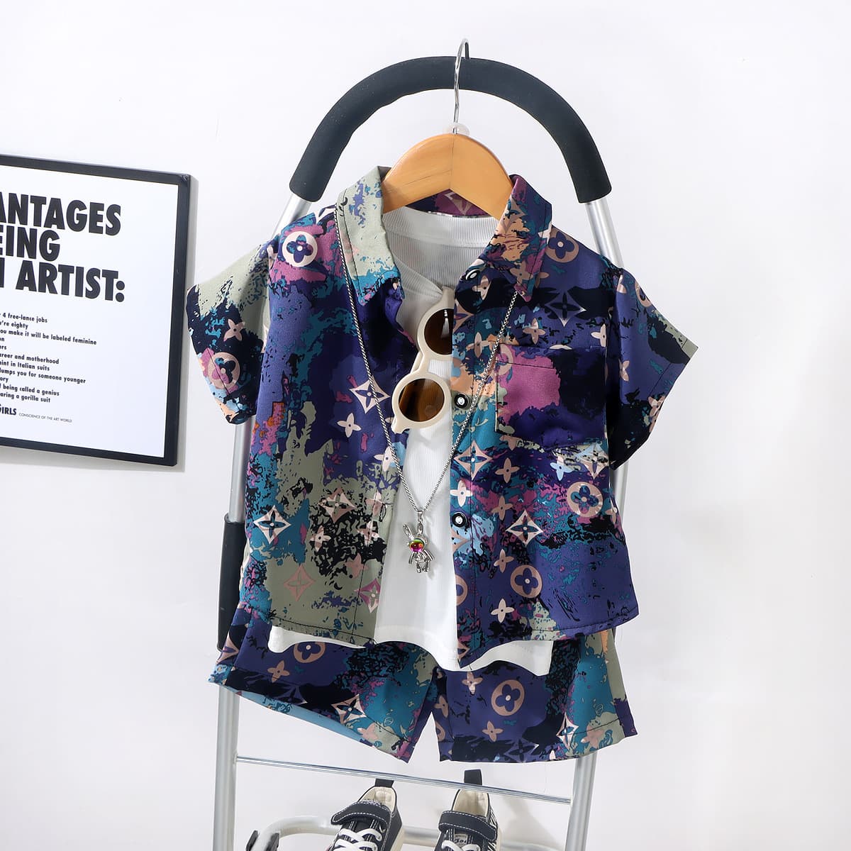(Wholesale), children's sleeves, set, summer summer clothing for boys, shirt, shorts, T-shirt, children's clothing, oversize 1