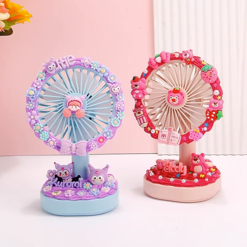 Cream air fan, handheld materials set, DIY, children's handmade diy, Birthday gift