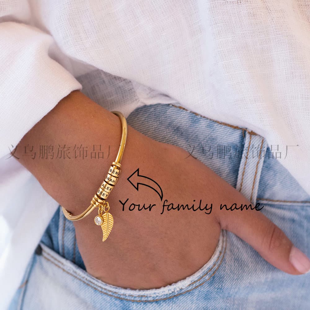 Cross -border hot -selling Bracelet for WOMEN carved family name bracelet stainless steel bracelet gift 1