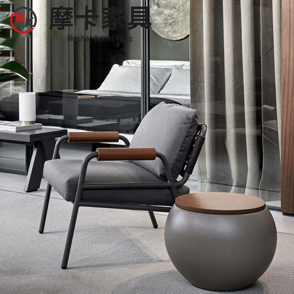 Outdoor rattan sofa chair terrace leisure courtyard balcony small apartment home living room coffee table sofa chair combination 1
