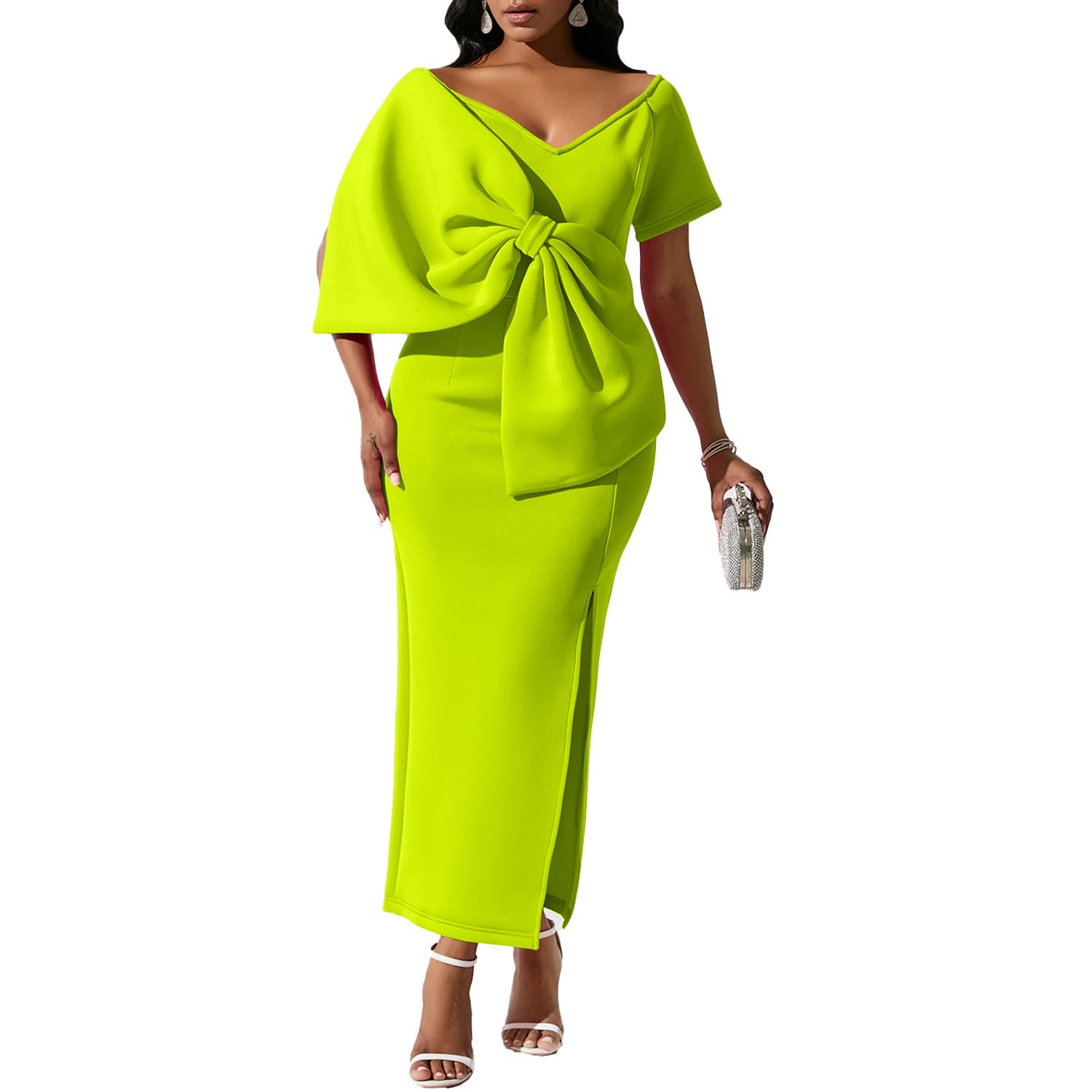 (Cross-border trading), sexy dress with bow, hip-accented, European style 5