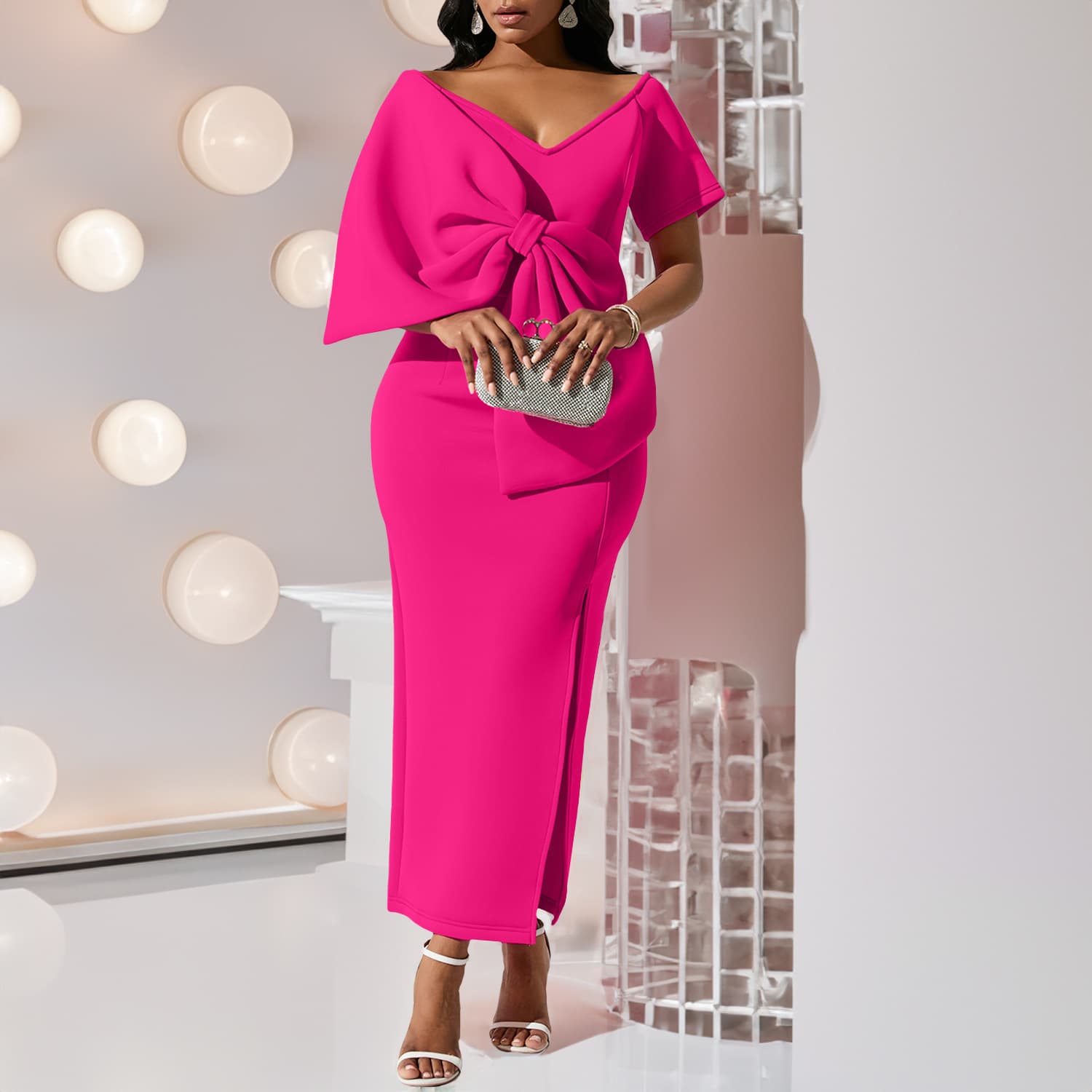 (Cross-border trading), sexy dress with bow, hip-accented, European style 1