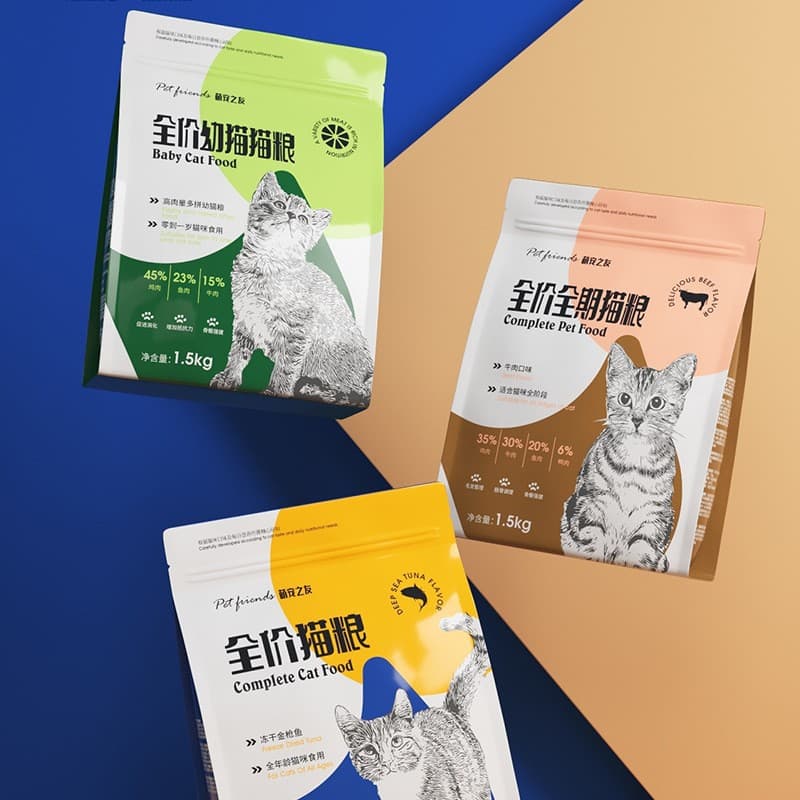 Pet food packaging bag dog food bag cat food snacks self -standing bag three eight sides sealed bag plastic cats and dog food bags 4